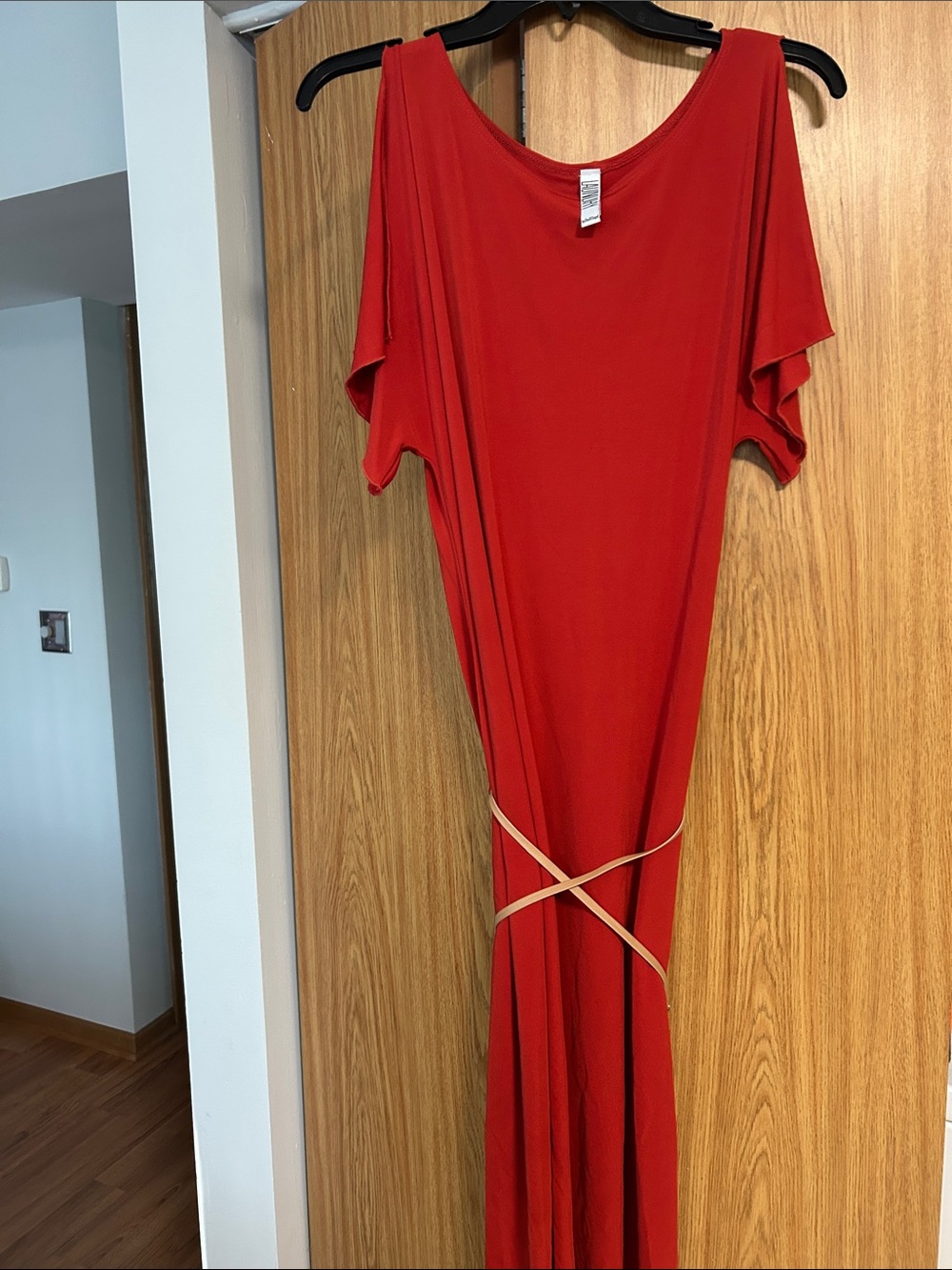 Laundry By Shelli Segal Red Cold-Shoulder Midi Dress